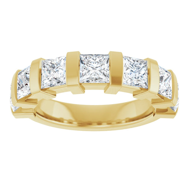 10K Gold Square Natural Diamond Bar Channel-Set Anniversary Band – 1 3/8–2 3/4 CTW (Style 123675) - Yellow Gold - view 3