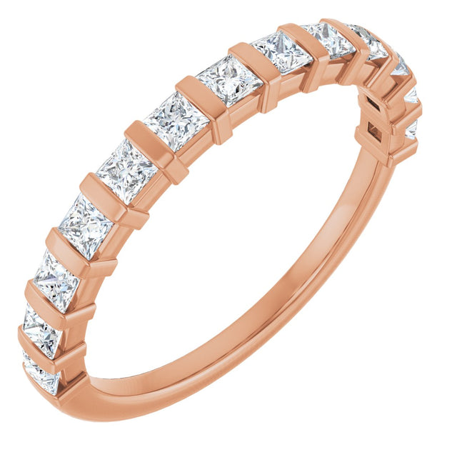 14K Gold Square Lab-Grown Diamond Bar Channel-Set Anniversary Band – 1/3–1 1/2 CTW - Rose Gold