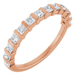 10K Gold Square Natural Diamond Bar Channel-Set Anniversary Band – 3/8–1 1/6 CTW - Rose Gold