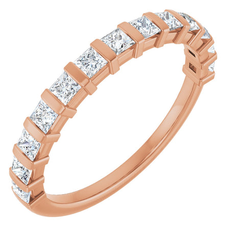 10K Gold Square Lab-Grown Diamond Bar Channel-Set Anniversary Band – 1/3–9/10 CTW - Rose Gold