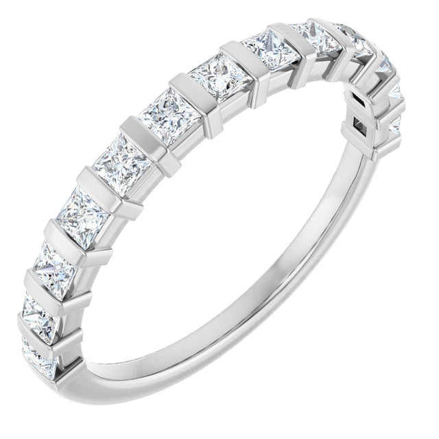 10K Gold Square Lab-Grown Diamond Bar Channel-Set Anniversary Band – 1/3–9/10 CTW - White Gold