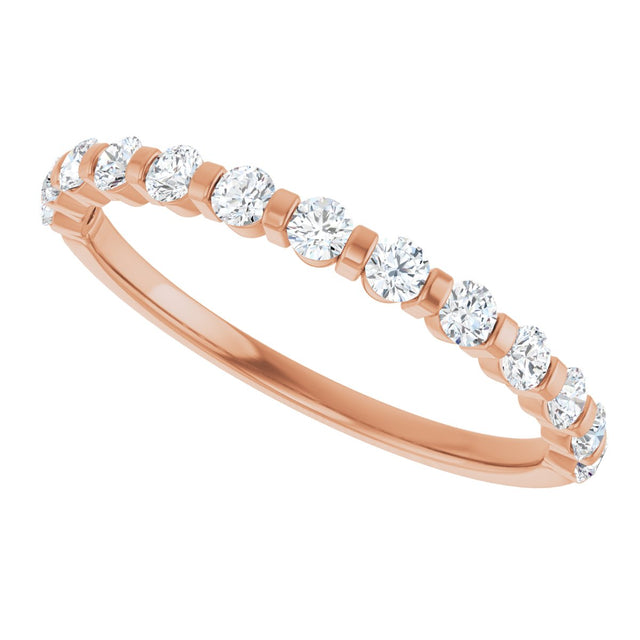 10K Gold Round Natural Diamond Bar Channel-Set Anniversary Band – 1/5–5/8 CTW (Style 123675) - Rose Gold - view 5