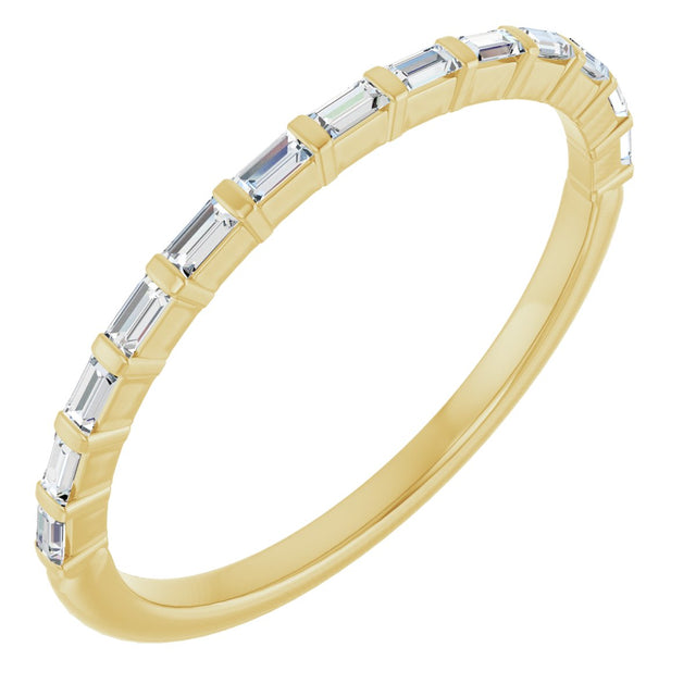 14K Gold Straight Baguette Lab-Grown Diamond Bar Channel-Set Anniversary Band – 1/5–3/4 CTW - Yellow Gold
