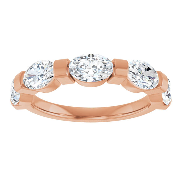 10K Gold Oval Natural Diamond Bar Channel-Set Anniversary Band – 1 1/3–1 7/8 CTW (Style 123675) - Rose Gold - view 3