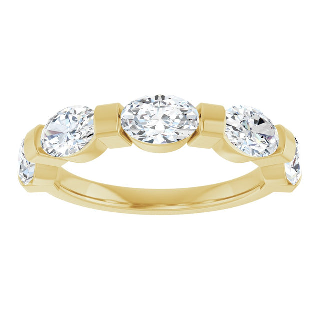10K Gold Oval Lab-Grown Diamond Bar Channel-Set Anniversary Band – 9/10–2 CTW (Style 123675) - Yellow Gold - view 3
