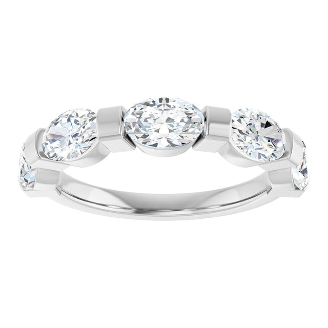 10K Gold Oval Natural Diamond Bar Channel-Set Anniversary Band – 1 1/3–1 7/8 CTW (Style 123675) - White Gold - view 3