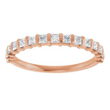 10K Gold Square Natural Diamond Bar Channel-Set Anniversary Band – 3/8–1 1/6 CTW - Rose Gold - view 3