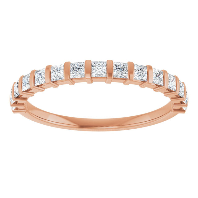 10K Gold Square Natural Diamond Bar Channel-Set Anniversary Band – 3/8–1 1/6 CTW - Rose Gold - view 3