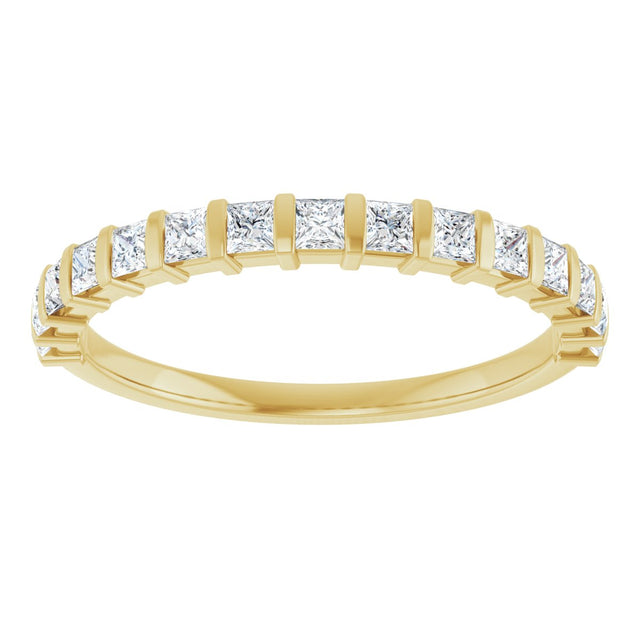 10K Gold Square Natural Diamond Bar Channel-Set Anniversary Band – 3/8–1 1/6 CTW - Yellow Gold - view 3