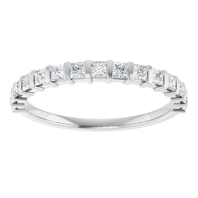 10K Gold Square Lab-Grown Diamond Bar Channel-Set Anniversary Band – 1/3–9/10 CTW - White Gold - view 3