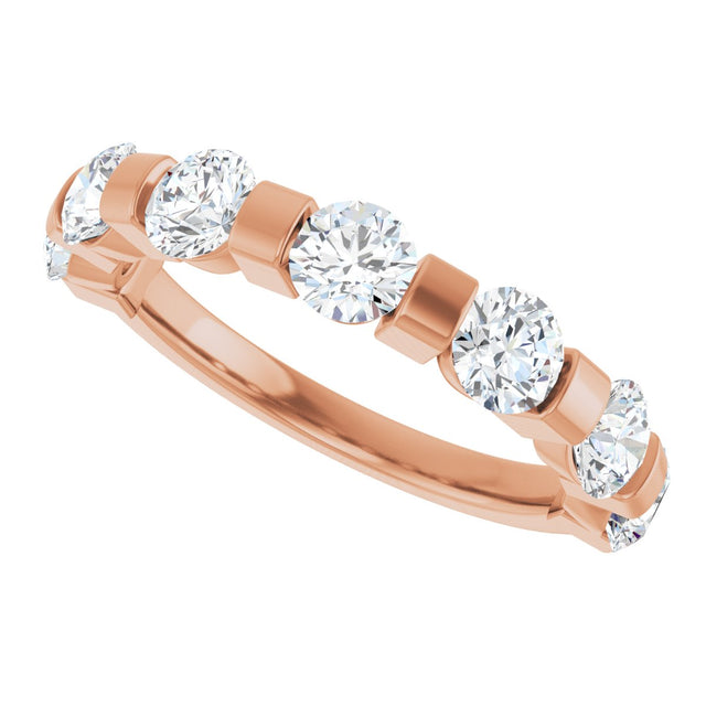 10K Gold Round Lab-Grown Diamond Bar Channel-Set Anniversary Band – 1 5/8 CTW (Style 123675) - Rose Gold - view 5