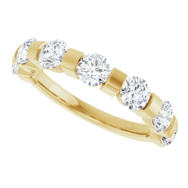 10K Gold Round Natural Diamond Bar Channel-Set Anniversary Band – 1 5/8 CTW (Style 123675) - Yellow Gold - view 5