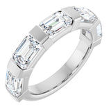 10K Gold Emerald Lab-Grown Diamond Bar Channel-Set Anniversary Band – 1 5/8–2 1/2 CTW (Style 123675) - White Gold