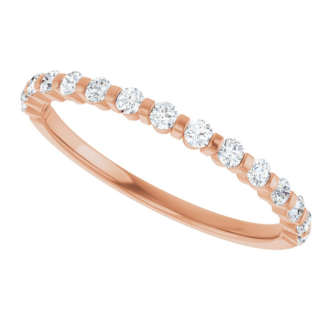 10K Gold Round Natural Diamond Bar Channel-Set Anniversary Band – 1/5–5/8 CTW (Style 123675) - Rose Gold - view 5