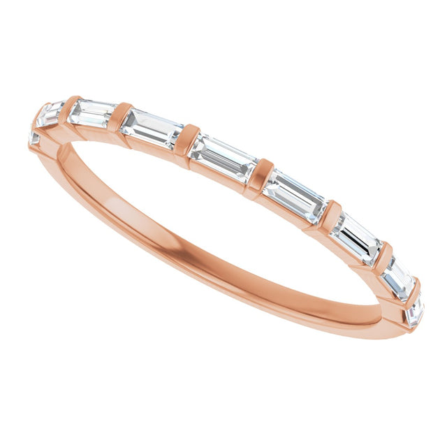 10K Gold Straight Baguette Natural Diamond Bar Channel-Set Anniversary Band – 1/5–5/8 CTW (Style 123675) - Rose Gold - view 5