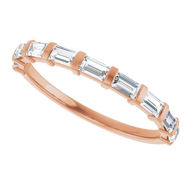10K Gold Straight Baguette Lab-Grown Diamond Bar Channel-Set Anniversary Band – 1/5–1/2 CTW (Style 123675) - Rose Gold - view 5