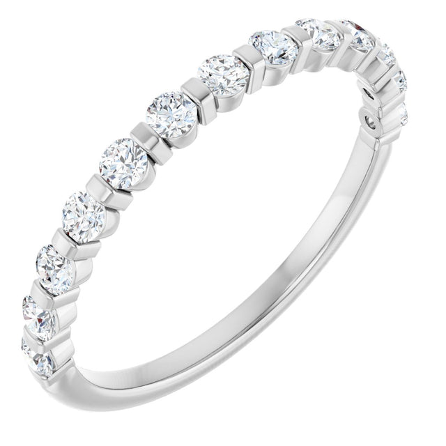 14K Gold Round Lab-Grown Diamond Bar Channel-Set Anniversary Band – 1/4–3/4 CTW - White Gold