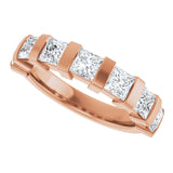 10K Gold Square Natural Diamond Bar Channel-Set Anniversary Band – 1 3/8–2 3/4 CTW (Style 123675) - Rose Gold - view 5