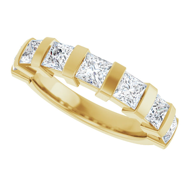10K Gold Square Natural Diamond Bar Channel-Set Anniversary Band – 1 3/8–2 3/4 CTW (Style 123675) - Yellow Gold - view 5