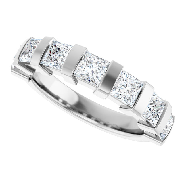 10K Gold Square Natural Diamond Bar Channel-Set Anniversary Band – 1 3/8–2 3/4 CTW (Style 123675) - White Gold - view 5