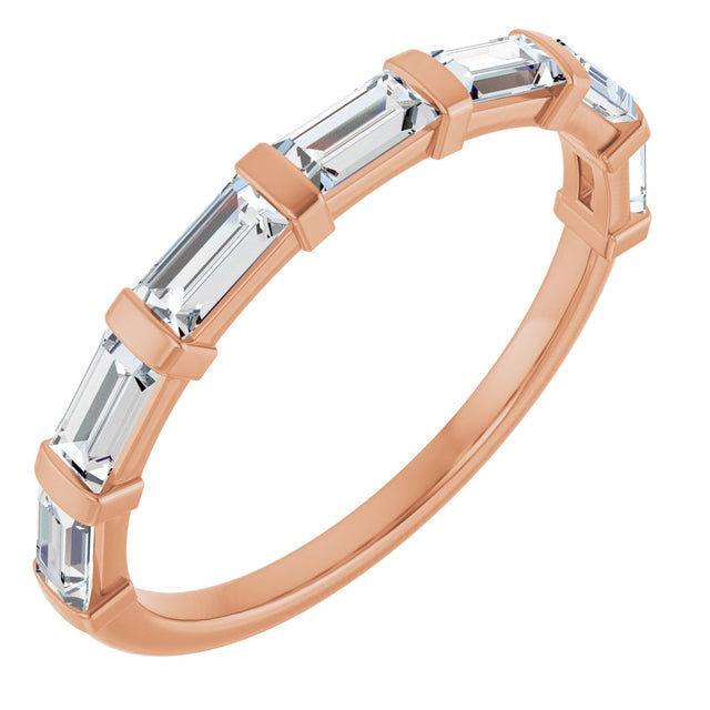 14K Gold Straight Baguette Lab-Grown Diamond Bar Channel-Set Anniversary Band – 1/5–3/4 CTW - Rose Gold