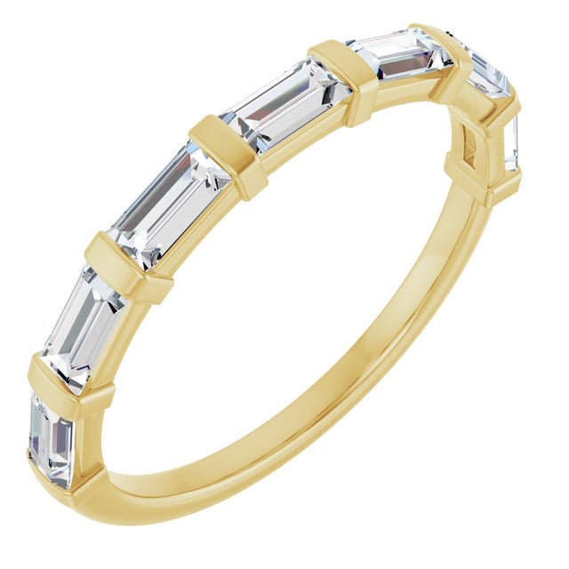 14K Gold Straight Baguette Lab-Grown Diamond Bar Channel-Set Anniversary Band – 1/5–3/4 CTW - Yellow Gold