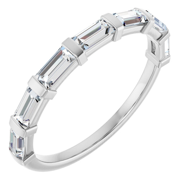 10K Gold Straight Baguette Natural Diamond Bar Channel-Set Anniversary Band – 3/4–1 CTW (Style 123675) - White Gold
