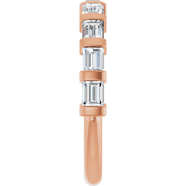 14K Gold Straight Baguette Lab-Grown Diamond Bar Channel-Set Anniversary Band – 1/5–3/4 CTW - Rose Gold - view 4