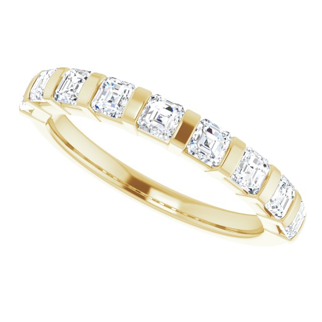 14K Gold Asscher Natural Diamond Bar Channel-Set Anniversary Band – 5/8–1 3/8 CTW (Style 123675) - Yellow Gold - view 5