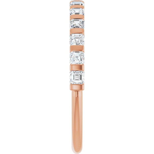 14K Gold Asscher Lab-Grown Diamond Bar Channel-Set Anniversary Band – 5/8–1 3/8 CTW - Rose Gold - view 4