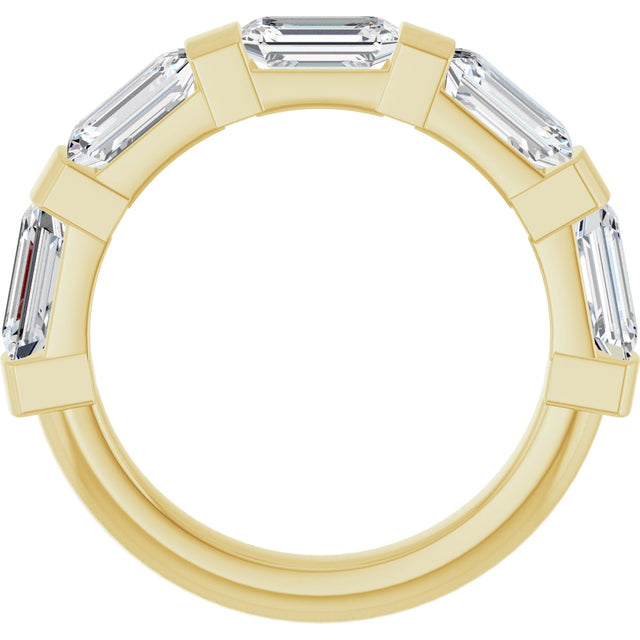 10K Gold Emerald Lab-Grown Diamond Bar Channel-Set Anniversary Band – 1 5/8–2 1/2 CTW (Style 123675) - Yellow Gold - view 2