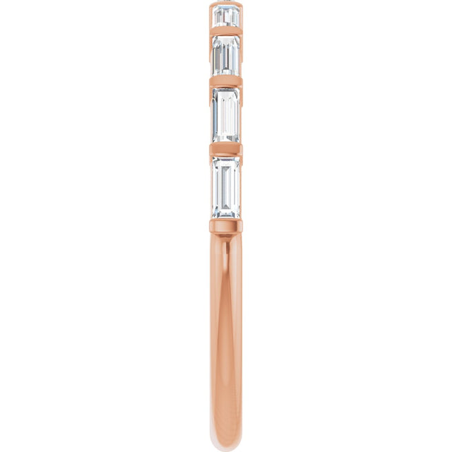 10K Gold Straight Baguette Lab-Grown Diamond Bar Channel-Set Anniversary Band – 1/5–1/2 CTW (Style 123675) - Rose Gold - view 4