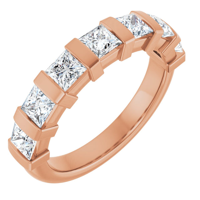 10K Gold Square Natural Diamond Bar Channel-Set Anniversary Band – 1 3/8–2 3/4 CTW (Style 123675) - Rose Gold