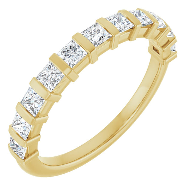 10K Gold Square Natural Diamond Bar Channel-Set Anniversary Band – 3/8–1 1/6 CTW - Yellow Gold