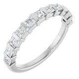 10K Gold Square Lab-Grown Diamond Bar Channel-Set Anniversary Band – 1/3–9/10 CTW - White Gold