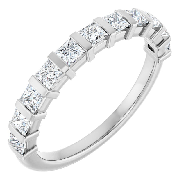 10K Gold Square Natural Diamond Bar Channel-Set Anniversary Band – 3/8–1 1/6 CTW - White Gold