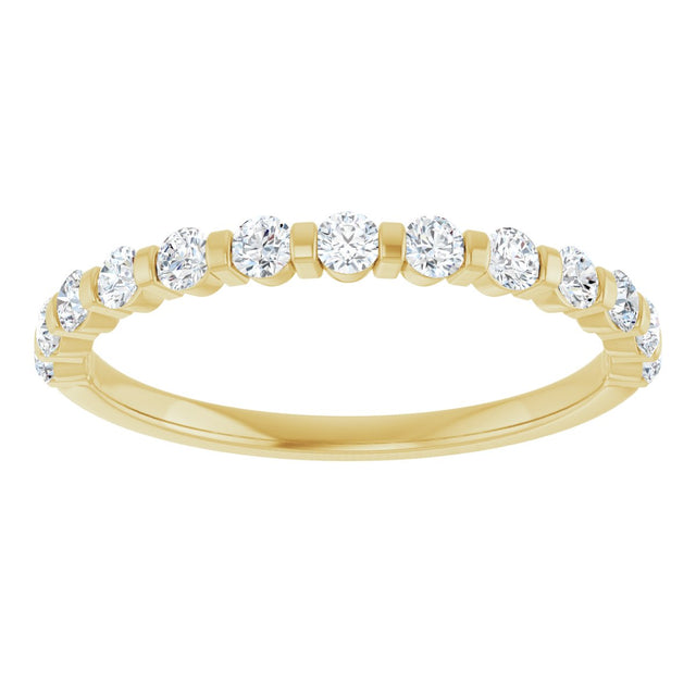 14K Gold Round Lab-Grown Diamond Bar Channel-Set Anniversary Band – 1/4–3/4 CTW - Yellow Gold - view 3