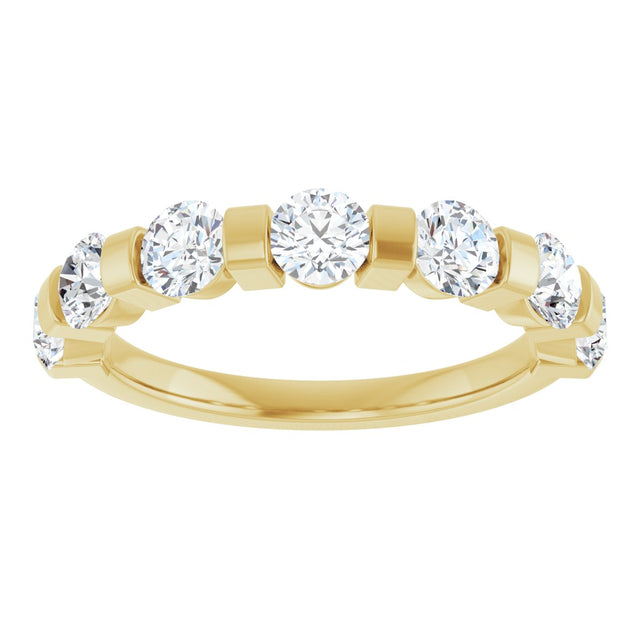 10K Gold Round Lab-Grown Diamond Bar Channel-Set Anniversary Band – 7/8–1 1/3 CTW - Yellow Gold - view 3
