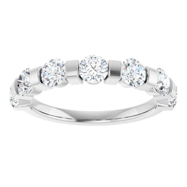 10K Gold Round Lab-Grown Diamond Bar Channel-Set Anniversary Band – 7/8–1 1/3 CTW - White Gold - view 3