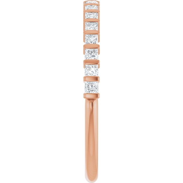10K Gold Square Natural Diamond Bar Channel-Set Anniversary Band – 3/8–1 1/6 CTW - Rose Gold - view 4