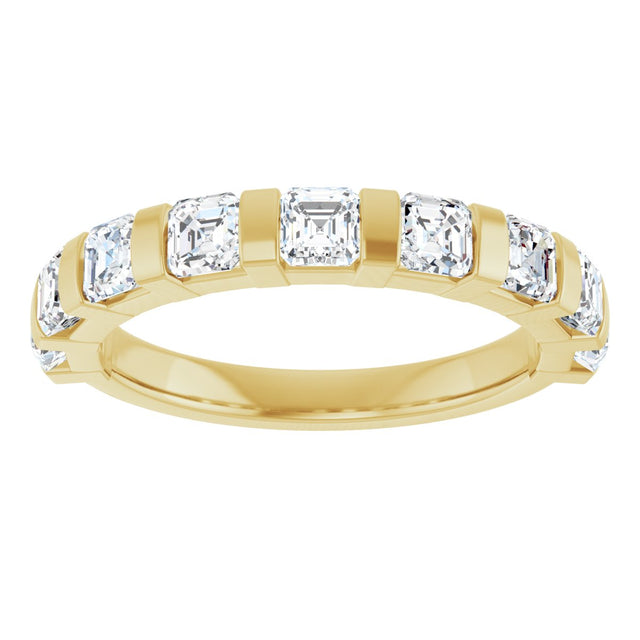 14K Gold Asscher Natural Diamond Bar Channel-Set Anniversary Band – 5/8–1 3/8 CTW (Style 123675) - Yellow Gold - view 3