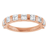 14K Gold Asscher Natural Diamond Bar Channel-Set Anniversary Band – 5/8–1 3/8 CTW (Style 123675) - Rose Gold - view 3