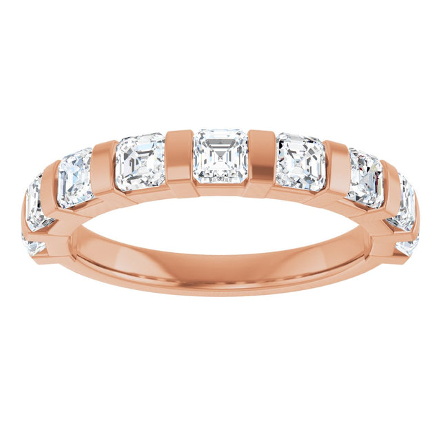 14K Gold Asscher Natural Diamond Bar Channel-Set Anniversary Band – 5/8–1 3/8 CTW (Style 123675) - Rose Gold - view 3