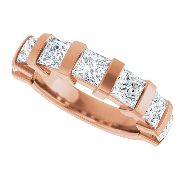 10K Gold Square Lab-Grown Diamond Bar Channel-Set Anniversary Band – 1 1/3–2 3/4 CTW (Style 123675) - Rose Gold - view 5