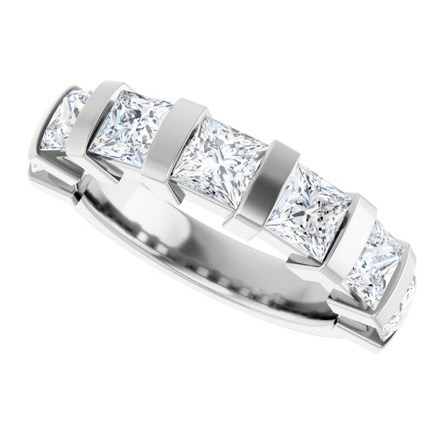10K Gold Square Natural Diamond Bar Channel-Set Anniversary Band – 1 3/8–2 3/4 CTW (Style 123675) - White Gold - view 5