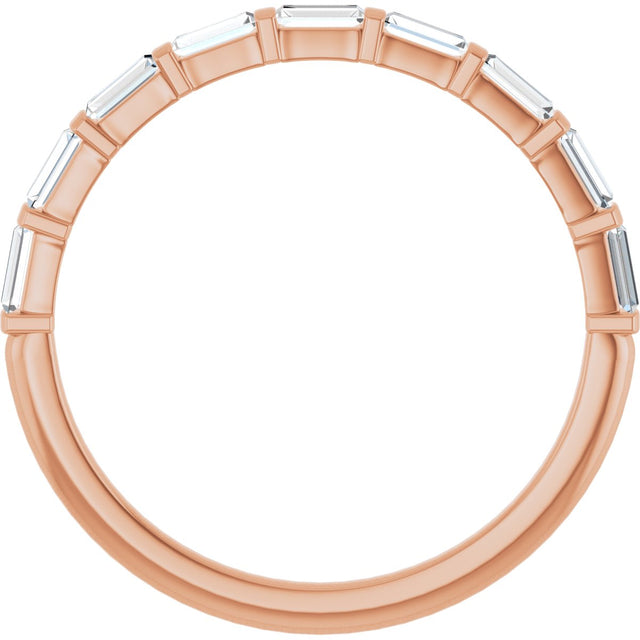 10K Gold Straight Baguette Natural Diamond Bar Channel-Set Anniversary Band – 1/5–5/8 CTW (Style 123675) - Rose Gold - view 2