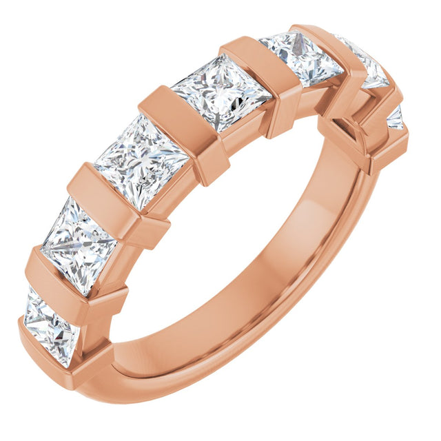 10K Gold Square Lab-Grown Diamond Bar Channel-Set Anniversary Band – 1 1/3–2 3/4 CTW (Style 123675) - Rose Gold