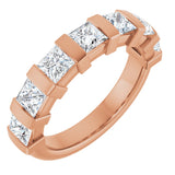 10K Gold Square Natural Diamond Bar Channel-Set Anniversary Band – 1 3/8–2 3/4 CTW (Style 123675) - Rose Gold