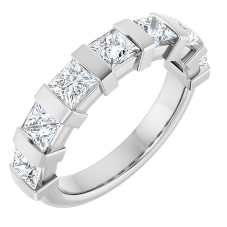 10K Gold Square Lab-Grown Diamond Bar Channel-Set Anniversary Band – 1 1/3–2 3/4 CTW (Style 123675) - White Gold