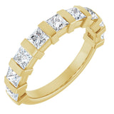 14K Gold Square Natural Diamond Bar Channel-Set Anniversary Band – 1/3–1 1/2 CTW - Yellow Gold